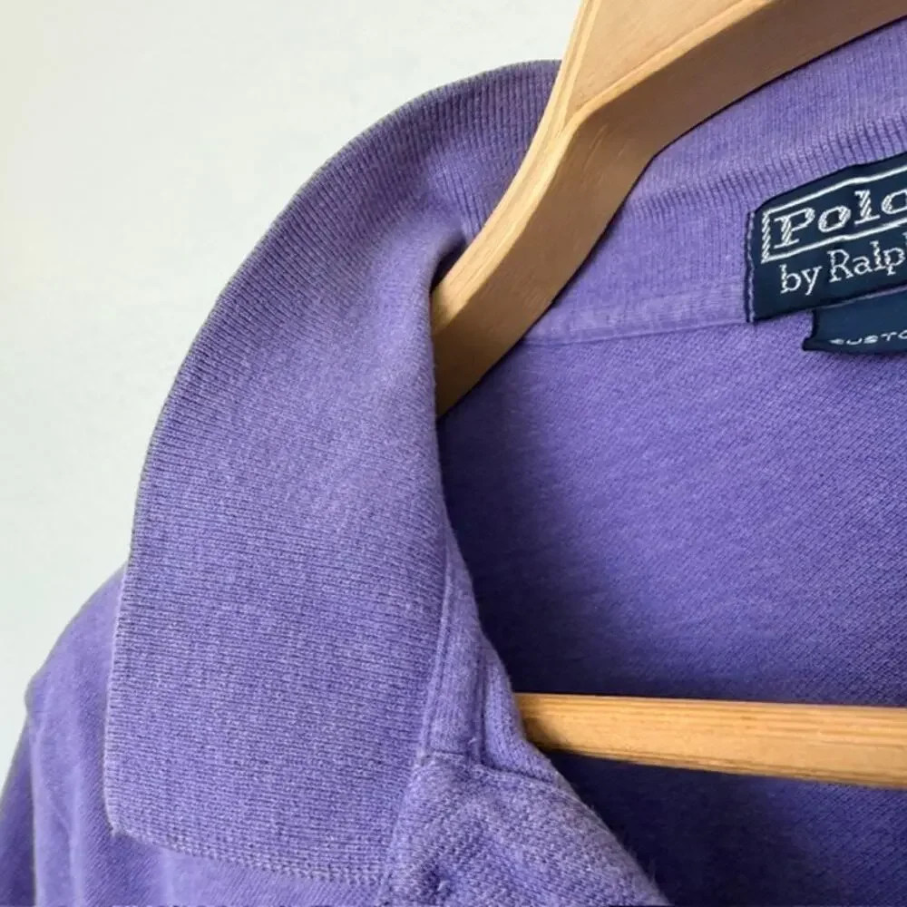 Ralph Lauren Polo‎ Shirt Men Custom Fit XXL Blue Purple Short Sleeve Soft Casual